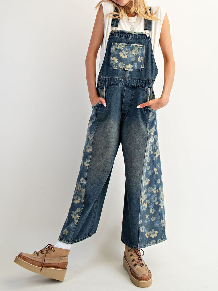 Yalita - Salopette in Denim con Fiori