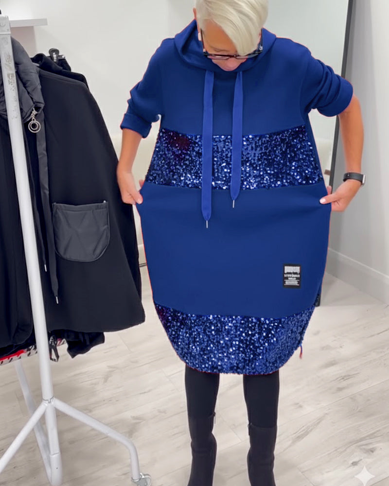 Mansherry - Abito Con Cappuccio Patchwork Alla Moda