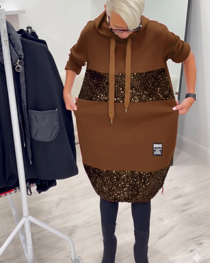 Mansherry - Abito Con Cappuccio Patchwork Alla Moda
