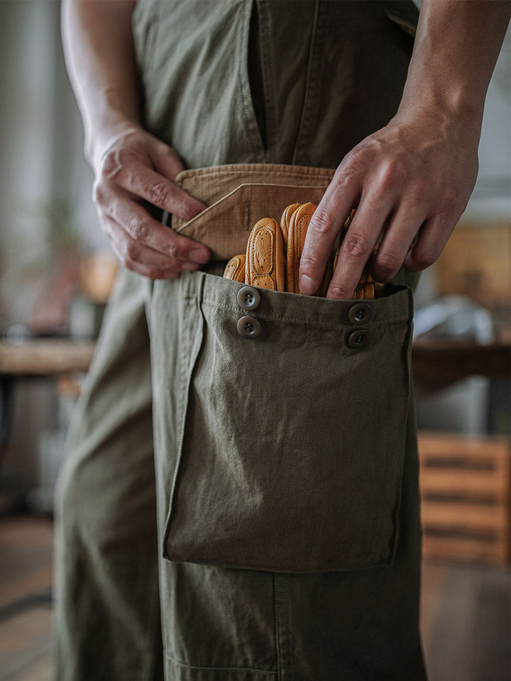 Ibrahim - Pantaloni Militari M-47 In Twill a Spina Di Pesce