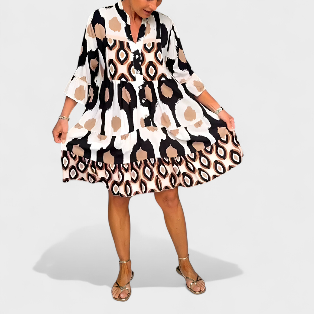 Suciana - Abito Con Scollo a V e Stampa Boho