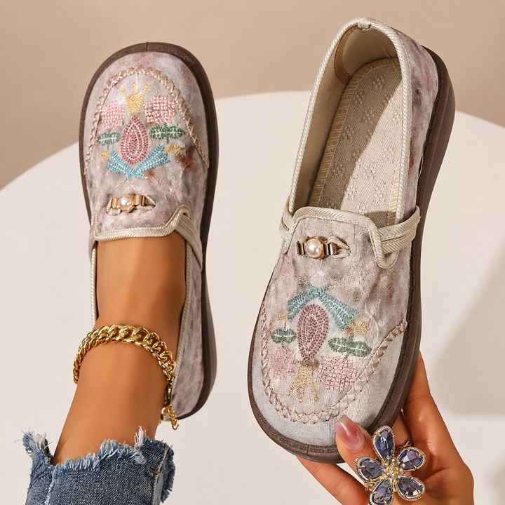 Adeyla - Mocassini Slip-on a Motivi Floreali