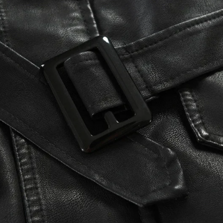 Zacharias - Elegante Giacca da Motociclista Lunga in Pelle