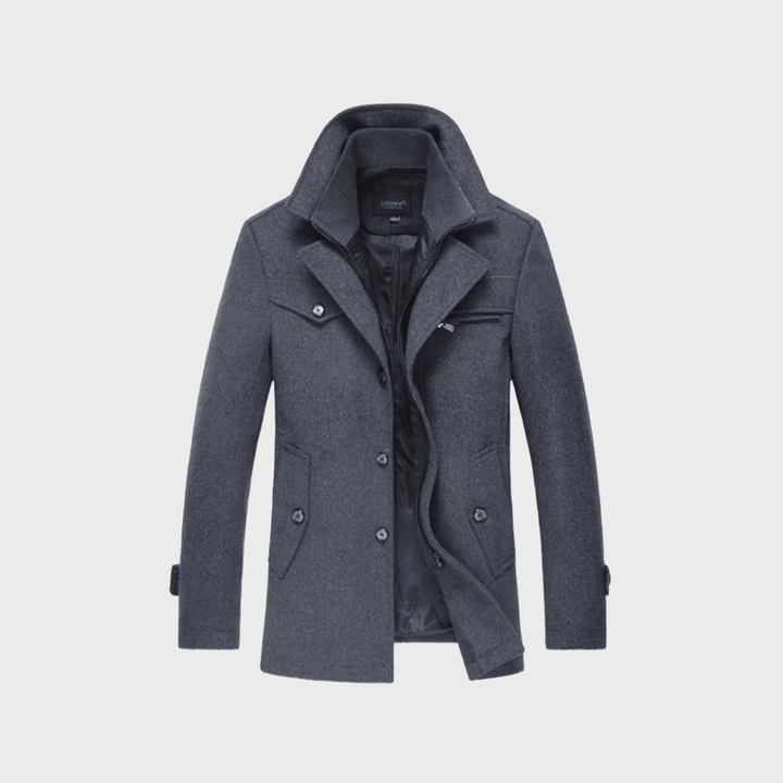 Sabron - Cappotto Trapuntato In Lana Con Zip Frontale