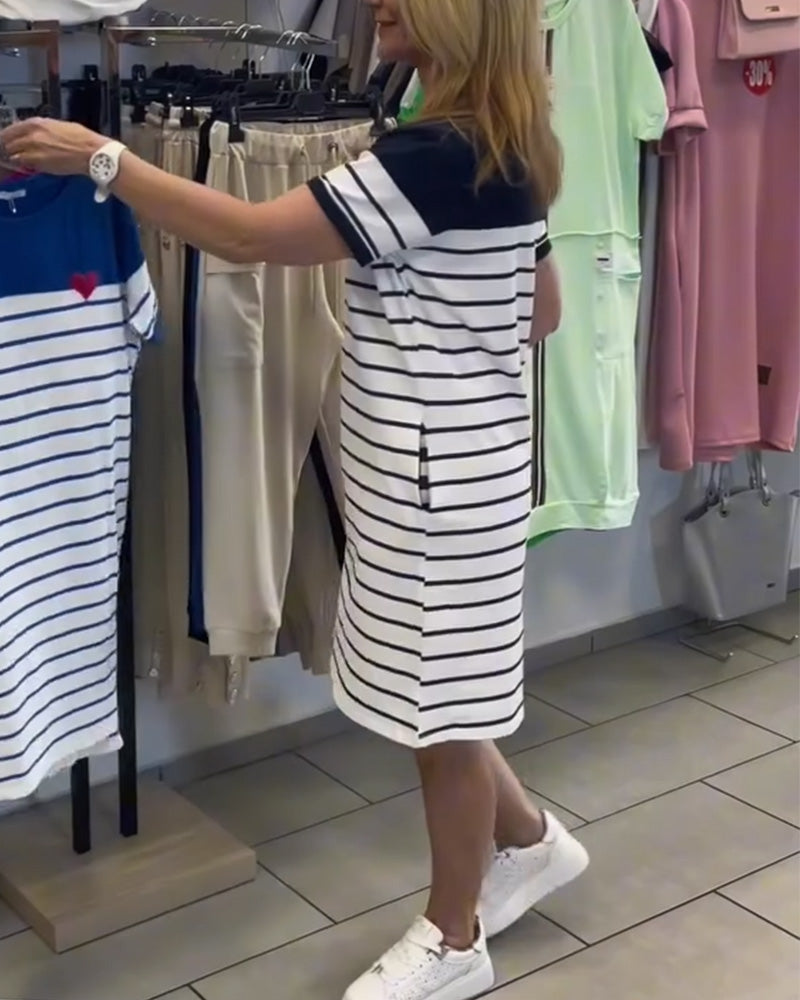 Luella - Abito Casual A Righe Con Scollo Rotondo
