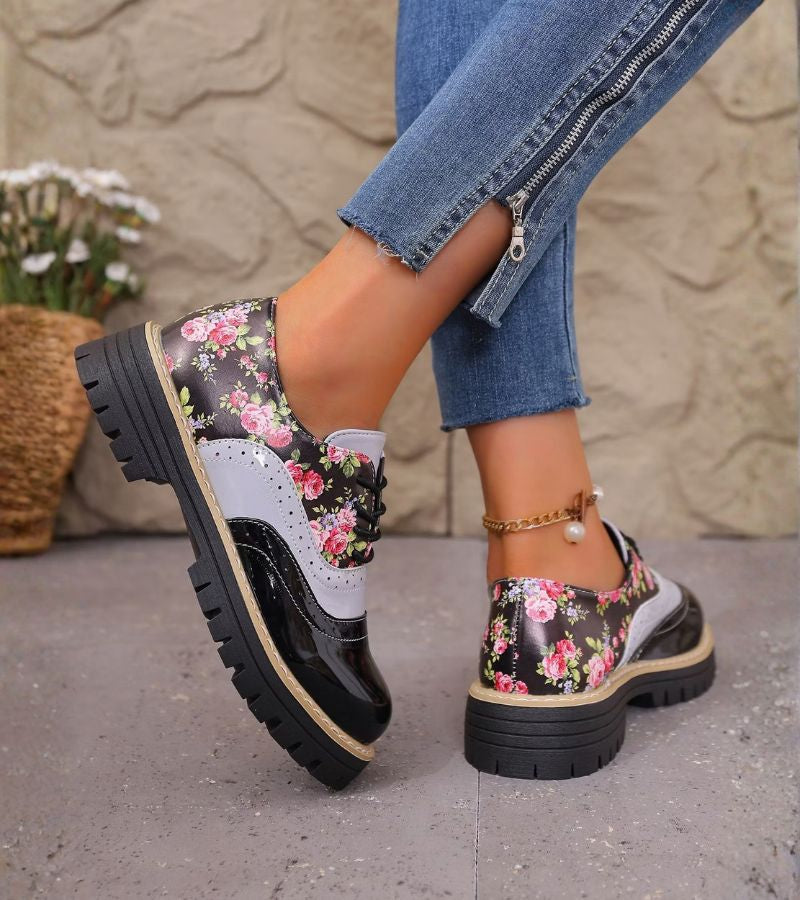 Kiela - Scarpe Oxford a Motivi Floreali Con Suola a Tasselli Spessi