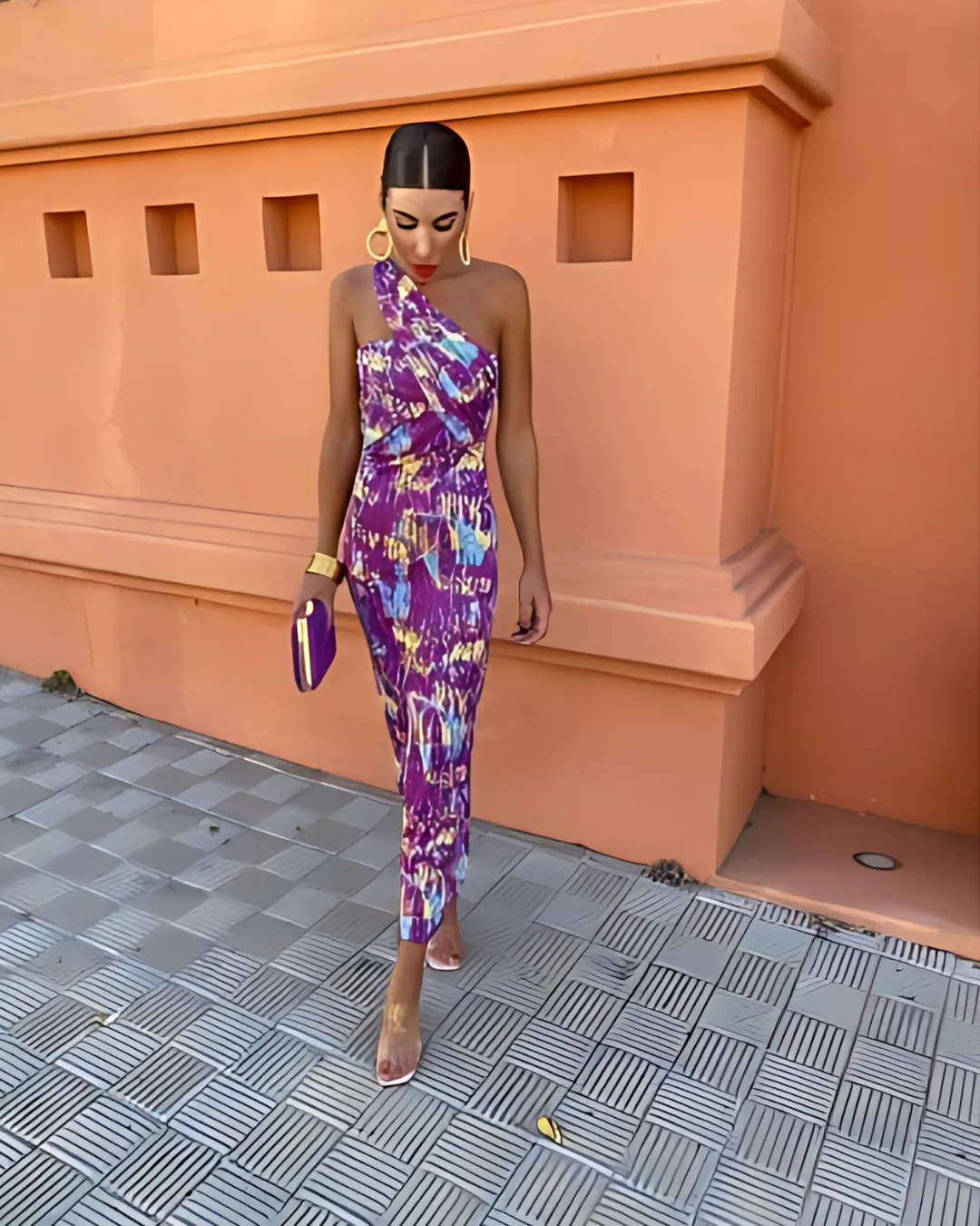 Svetlena - Elegante Abito Lungo Monospalla