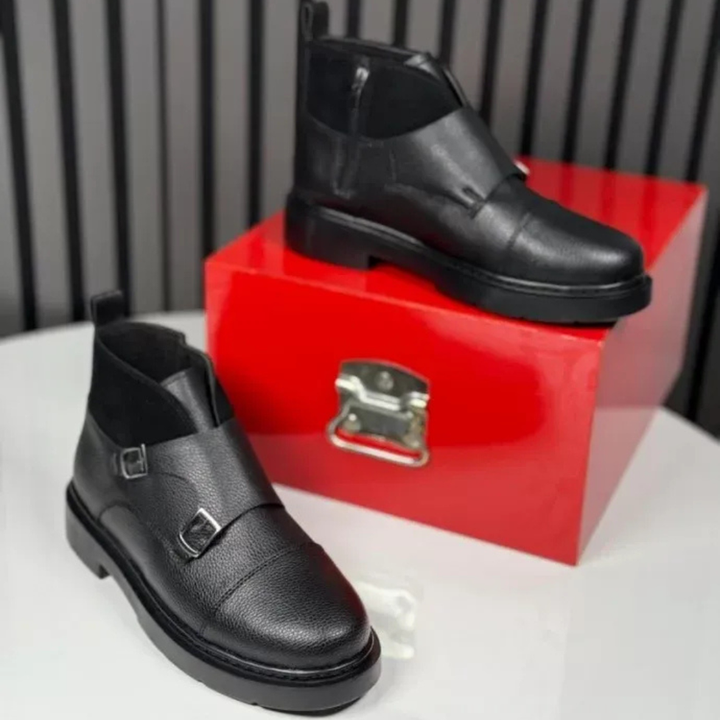 Abner - Stivali in Pelle Con Cinturino Fibbia Monk