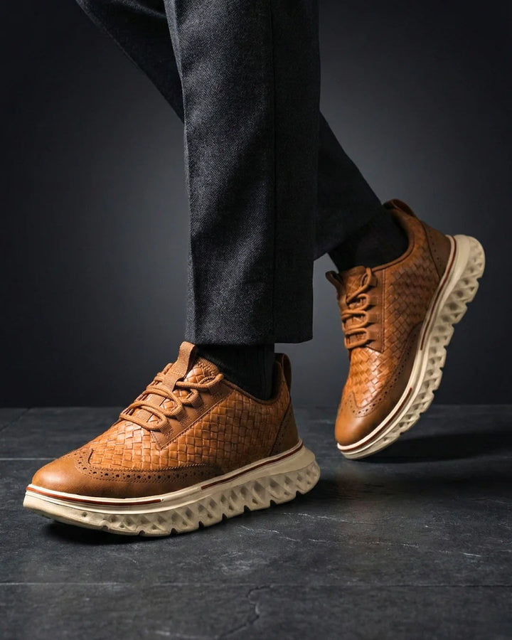 Kremer - Scarpa da Ginnastica Stringate in Pelle Intrecciata