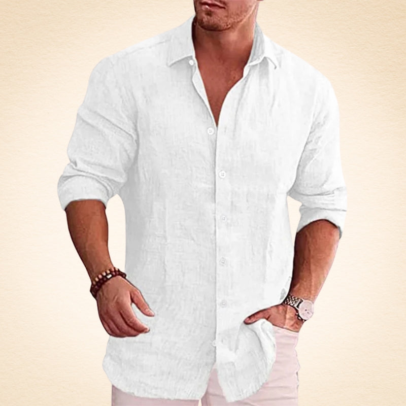 Guillermo - Camicia Casual In Lino A Maniche Lunghe