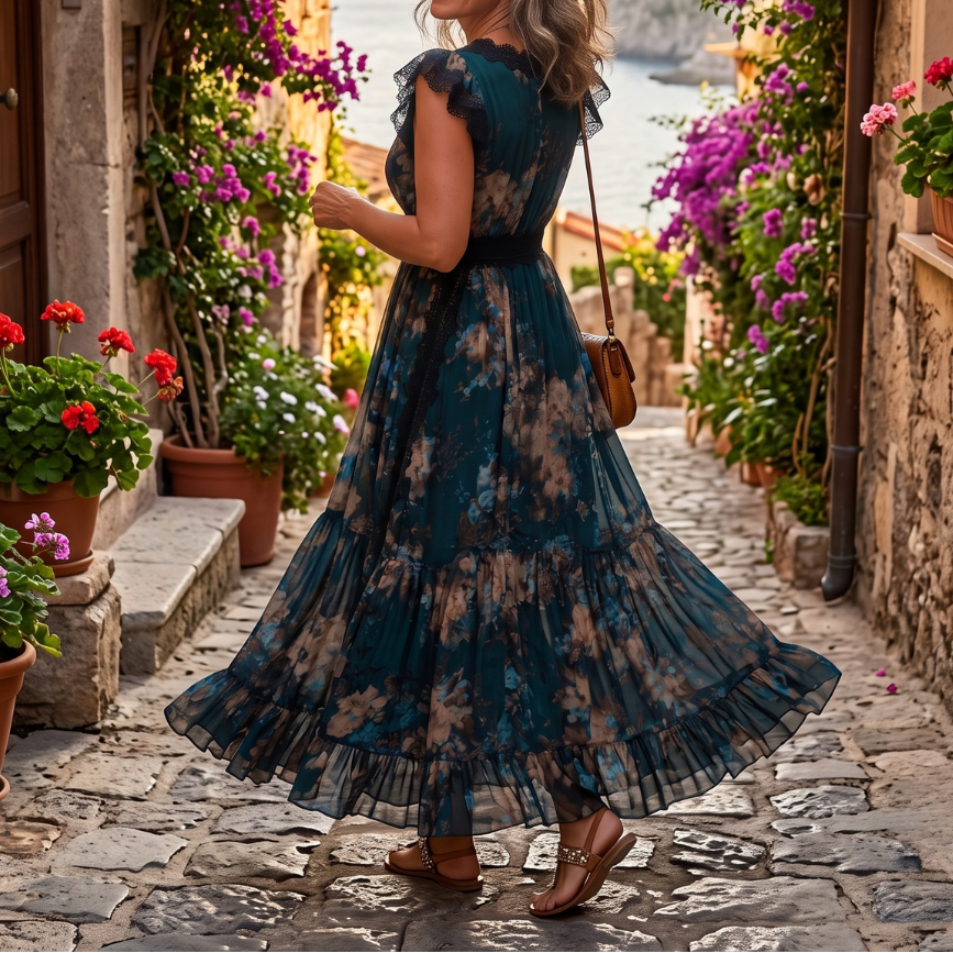 Erin - Abito Lungo Con Stampa Floreale