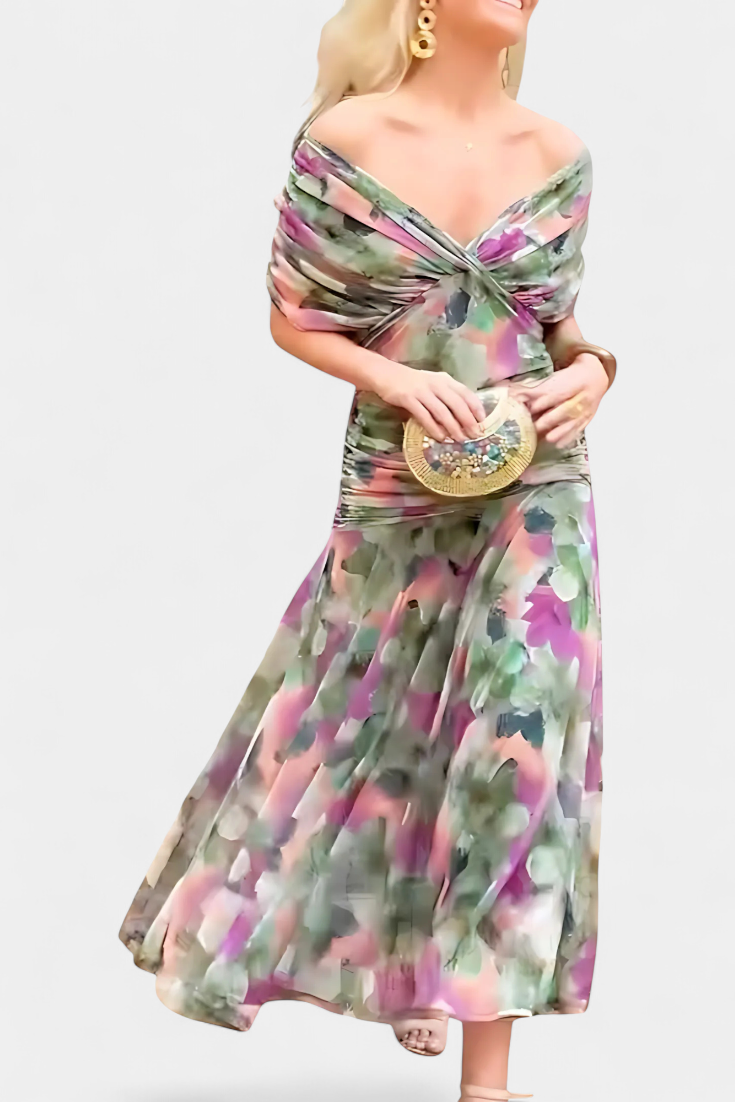 Rawan - Abito Lungo Con Spalle Scoperte In Chiffon