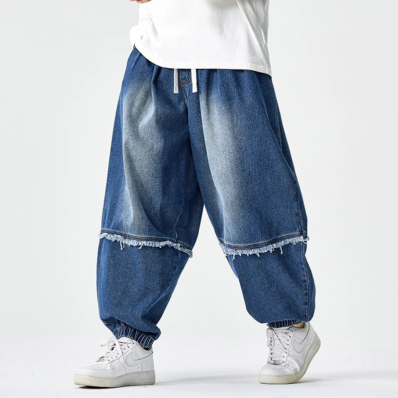 Brennan - Eleganti Pantaloni Da Jogging In Denim a Gamba Larga