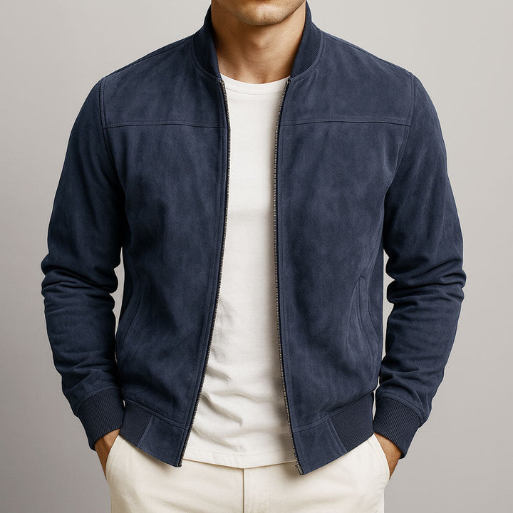Laamin - Giacca Bomber Classica in Pelle Scamosciata