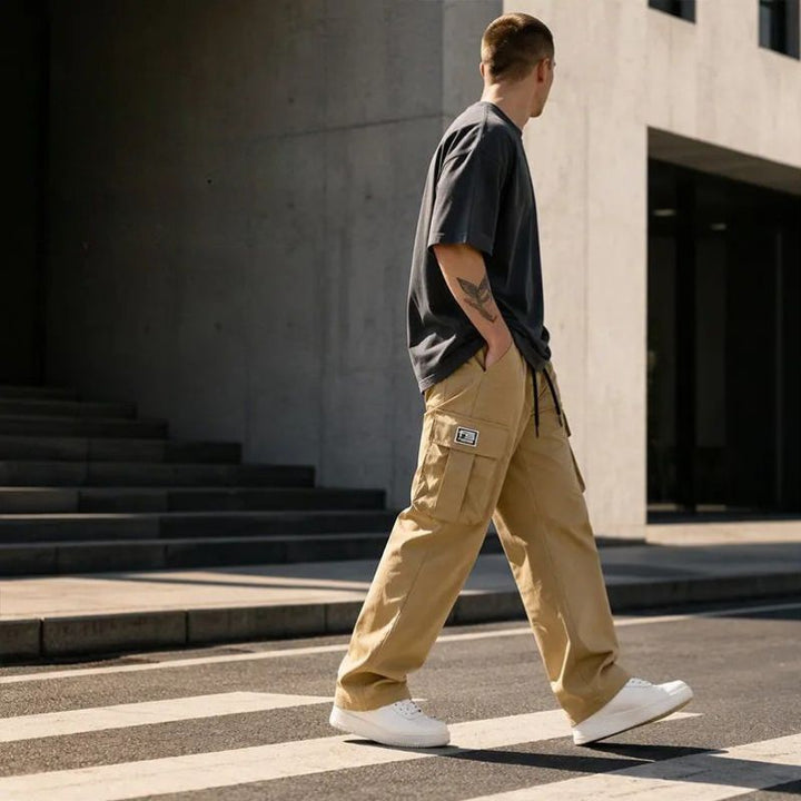 Nesham - Pantaloni Cargo Con Coulisse in Vita e Tasche