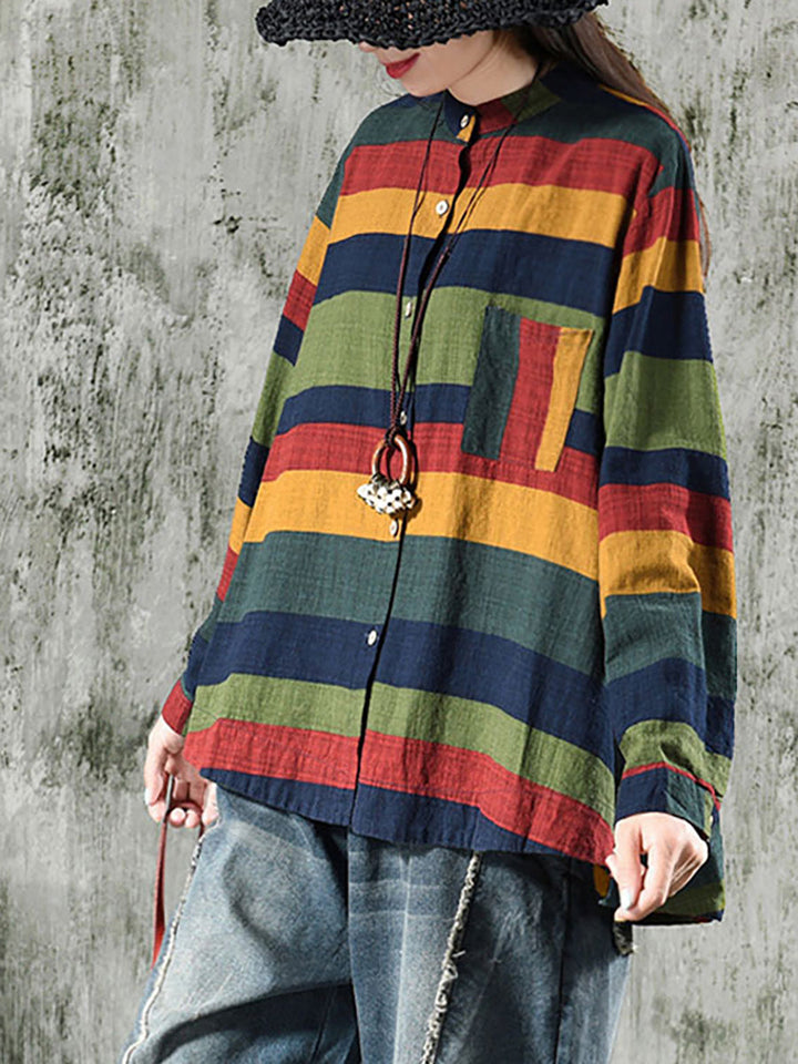 Aelina - Camicia a Maniche Lunghe a Righe