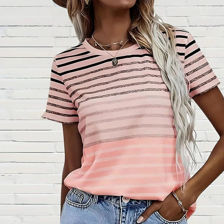 Kellie - T-Shirt A Righe Girocollo E Maniche Corte