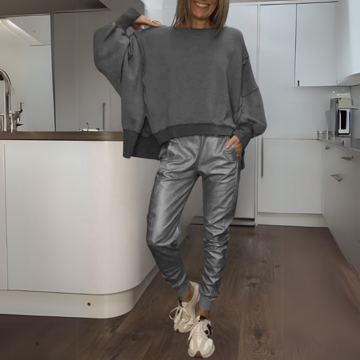 Tomasa - Set Maglione e Joggers in Raso