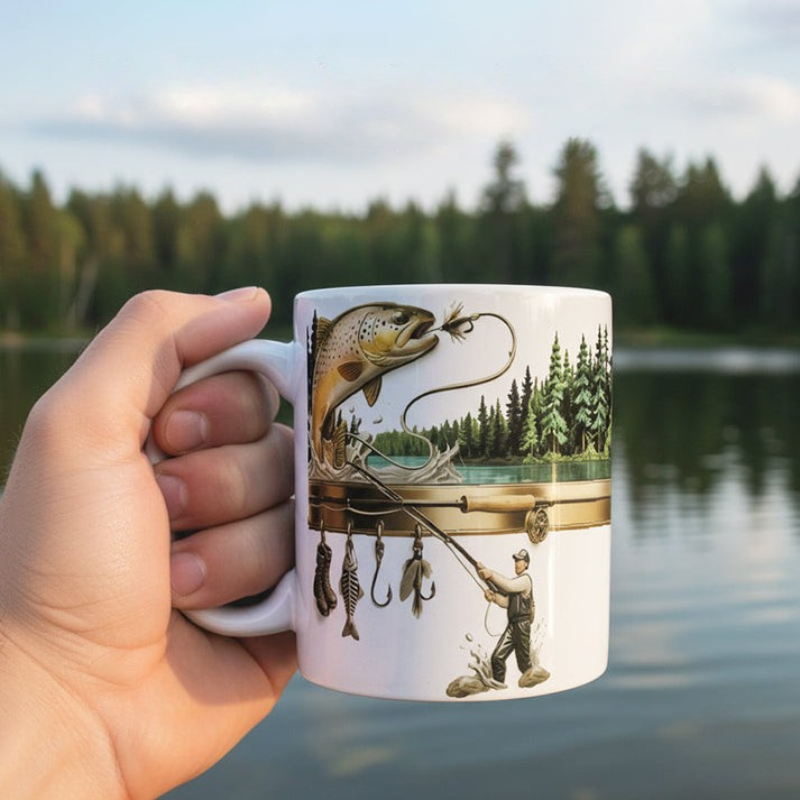 TackleMug - Tazza da Caffè con Motivo a Tema Pesca