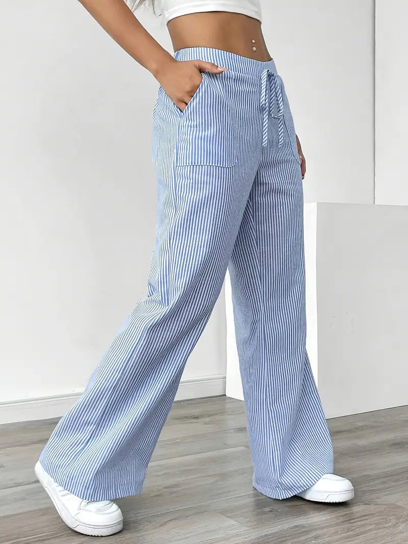 Alina - Elegante Pantalone A Righe Con Tasche