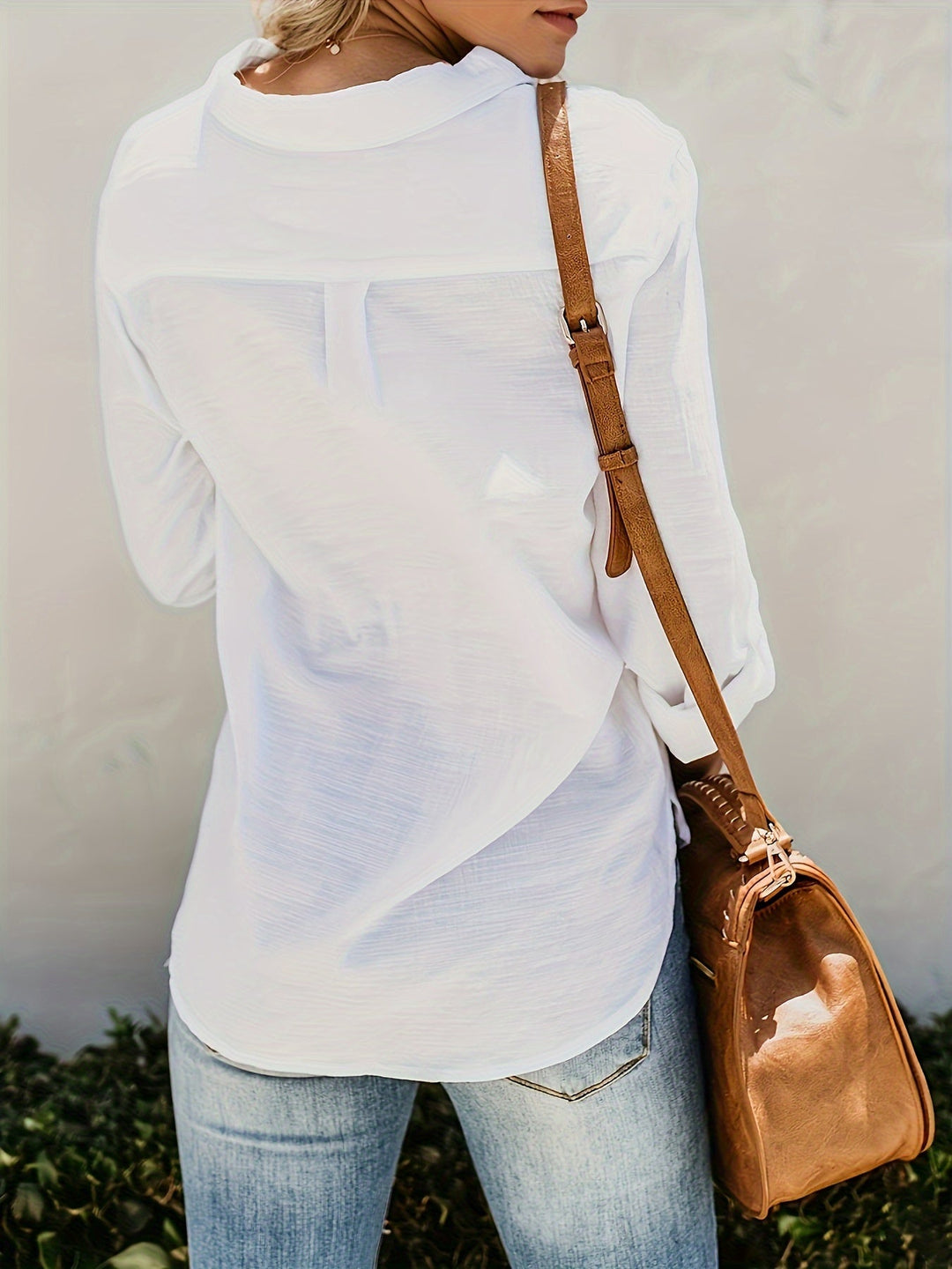 Priscilla - Camicetta A Maniche Lunghe Con Scollo a V e Abbottonatura Frontale