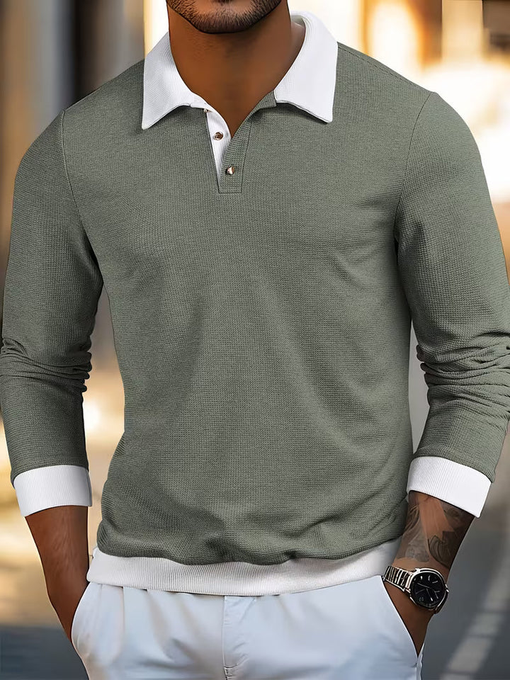Gennady - Camicia In Maglia Waffle Testurizzata Con Colletto a Contrasto