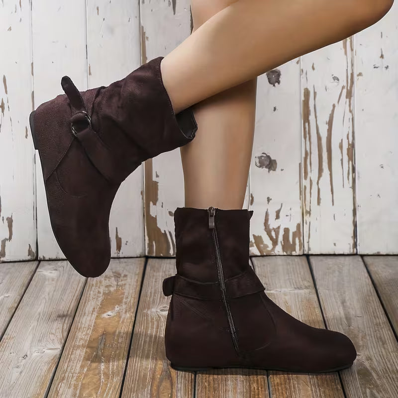 Belynda - Slouchy Wedge Ankle Boots with Buckle Strap