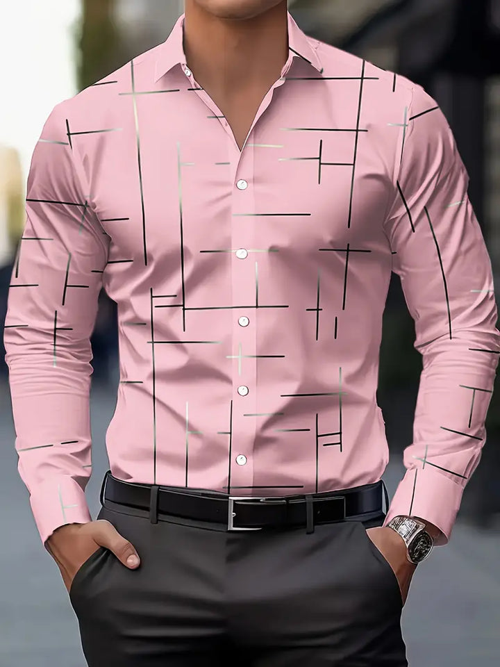 Nerio - Camicia a Maniche Lunghe Con Stampa Geometrica