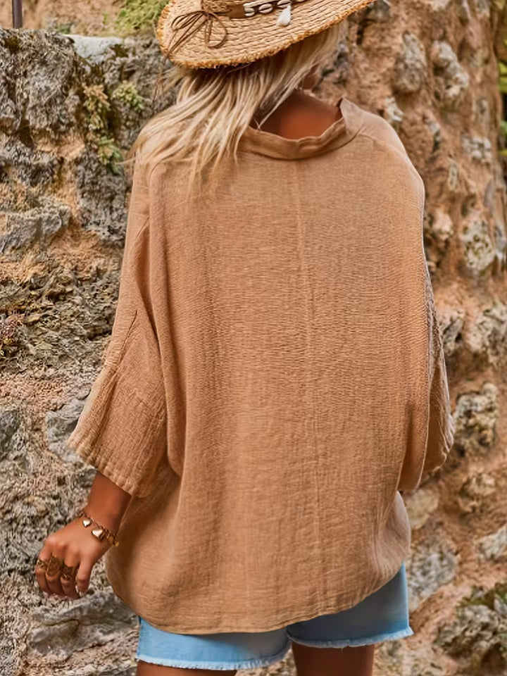 Lelina - Top Con Scollo a V E Maniche a Pipistrello