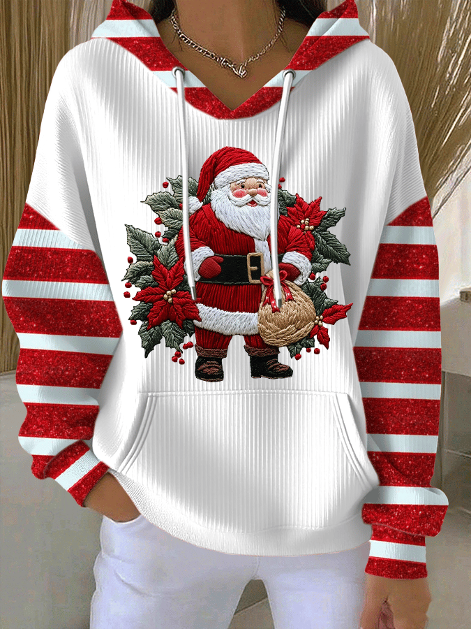Kathryn - Felpa Con Cappuccio e Stampa Babbo Natale