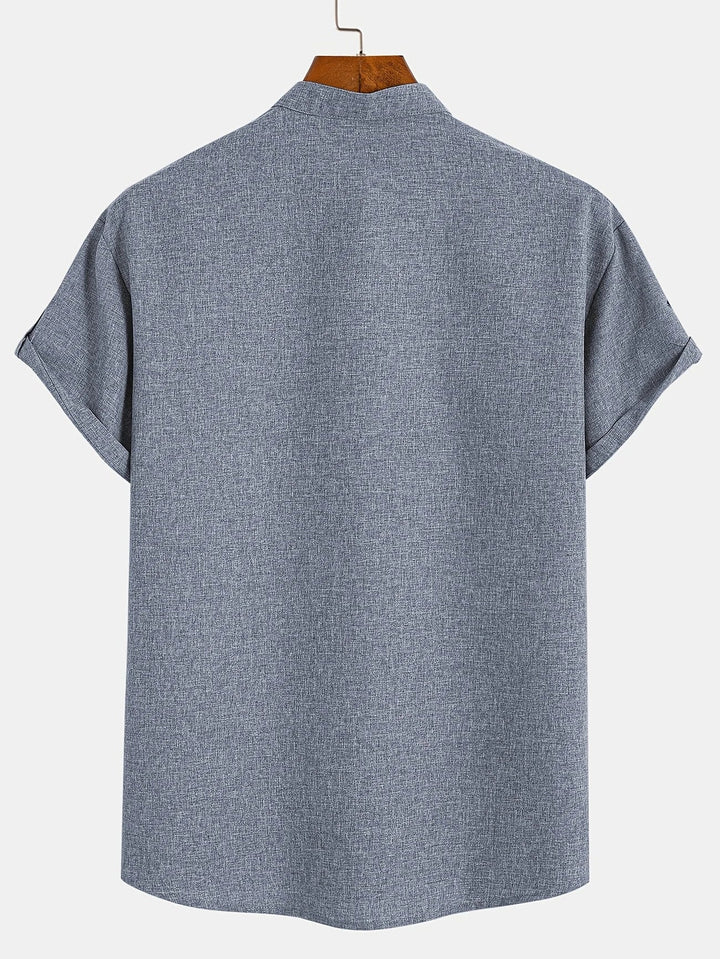 Elliott - Elegante Camicia a Maniche Corte Con Collo Alto