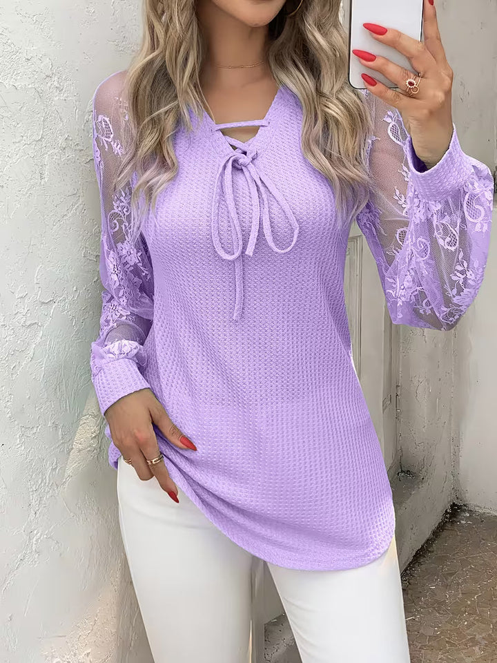 Wazina - Top Elegante Con Pizzo Semitrasparente