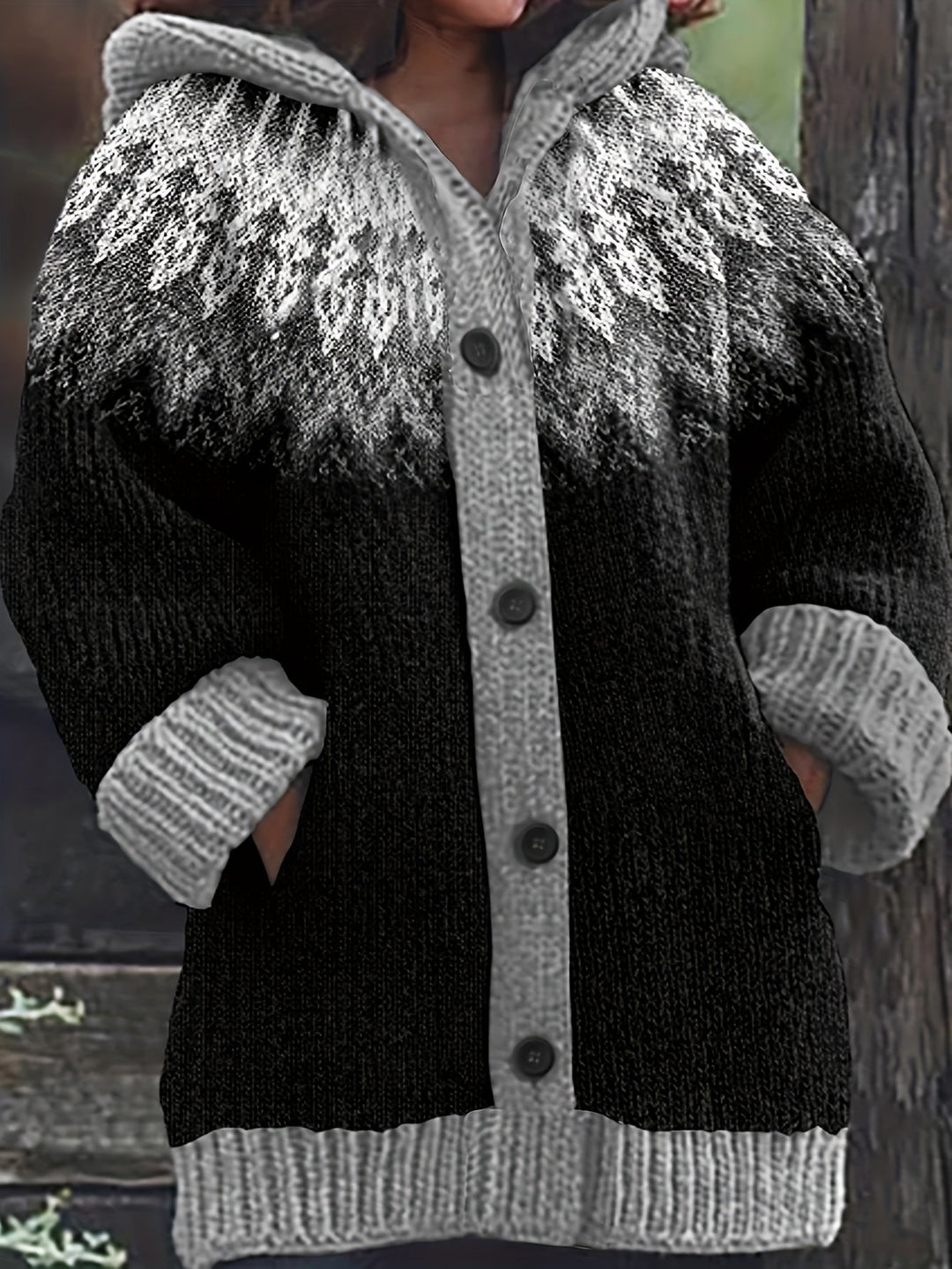 Gulnur - Elegante Maglione Invernale a Maniche Lunghe Con Cappuccio