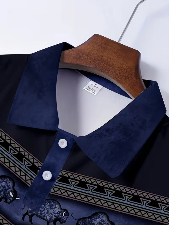 Tamas - Polo Casual Vintage Con Stampa 3D a Colori