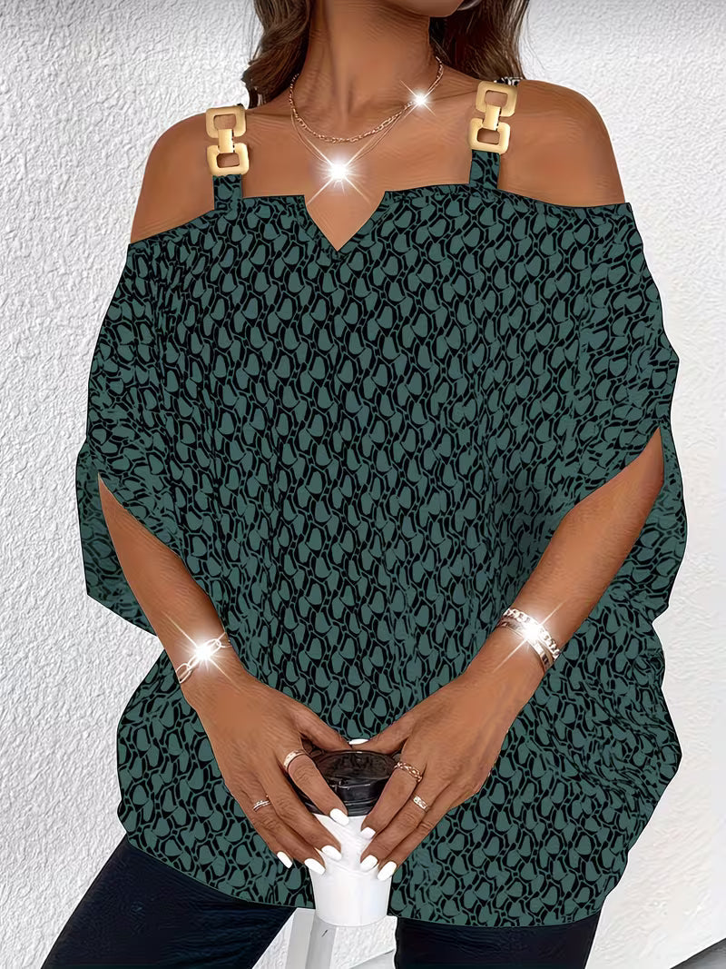 Shae - Top Casual Con Stampa e Spalle Scoperte