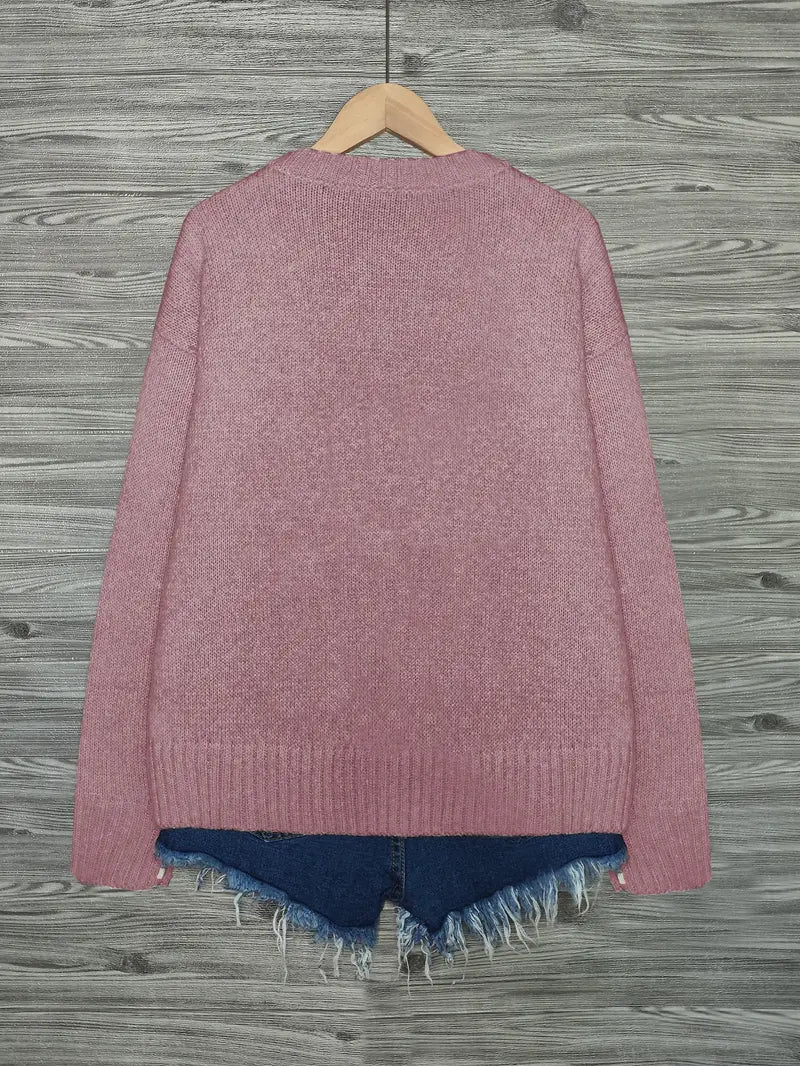Urvana - Maglione a Maniche Lunghe Con Stampa Gatto