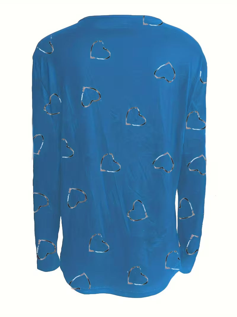 Romisha - Maglietta Con Stampa a Cuori e zip