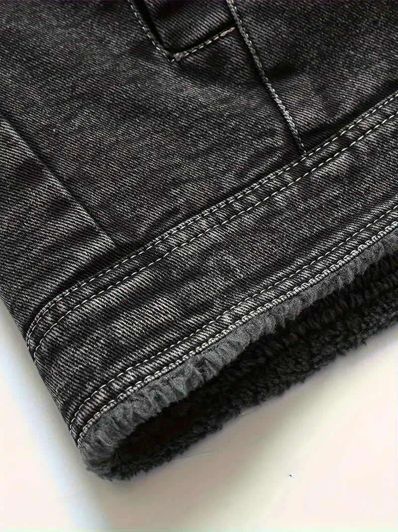 Geoffroy - Giacca In Denim Vintage Con Fodera In Pile