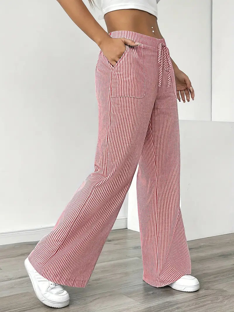 Alina - Elegante Pantalone A Righe Con Tasche