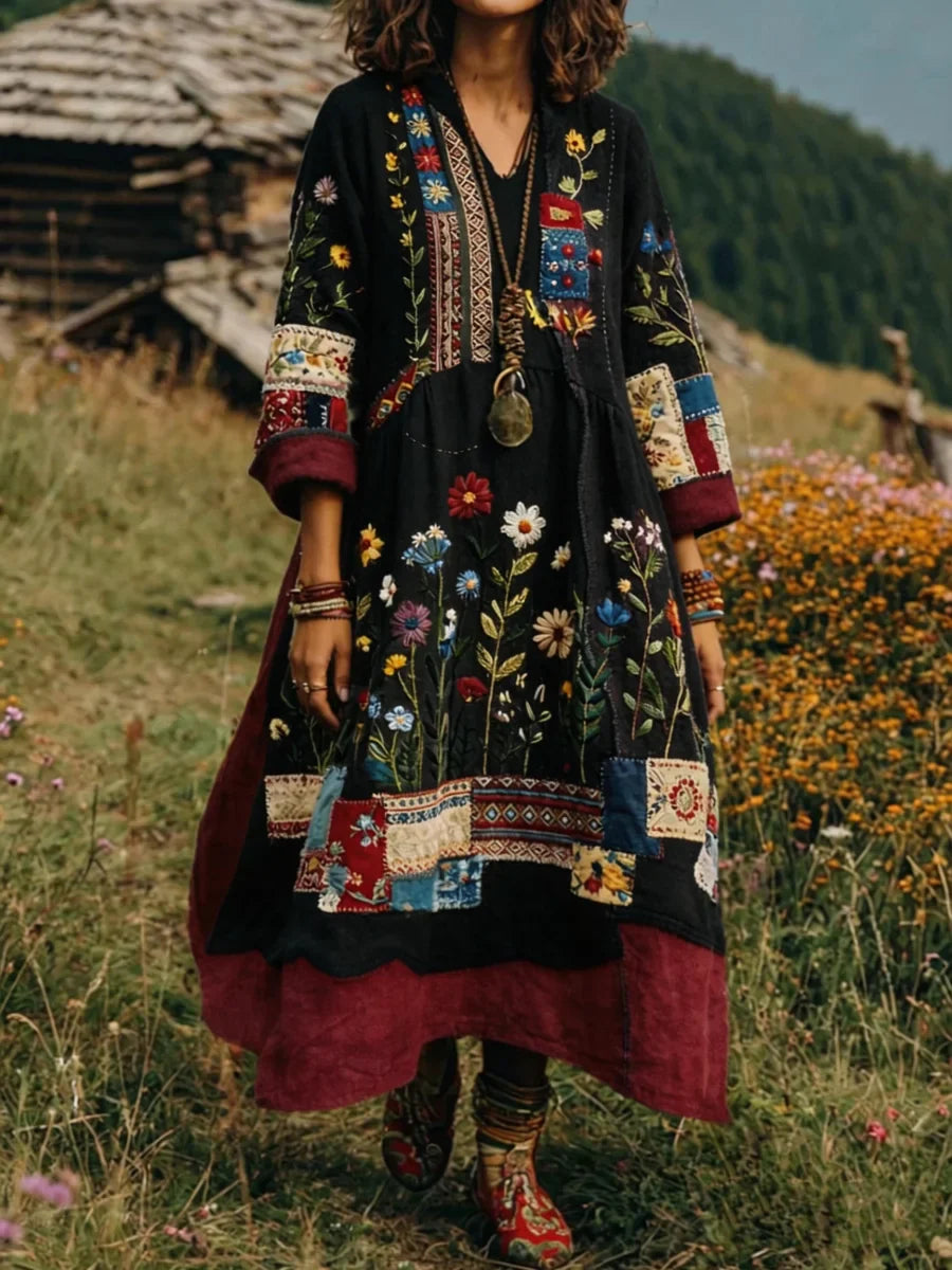 Eresha - Abito Casual a Maniche lunghe Con Stampa Floreale