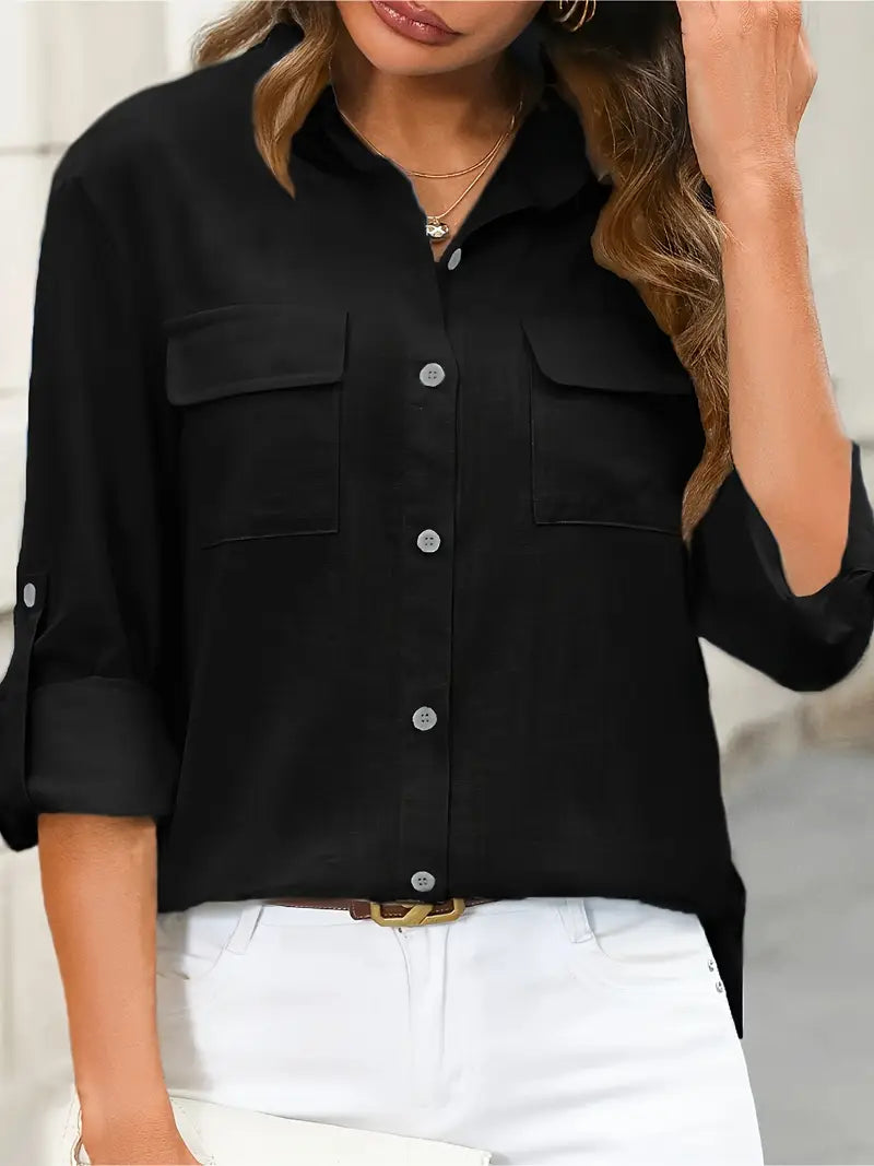 Athena - Camicia In Cotone Con Tasche Frontali