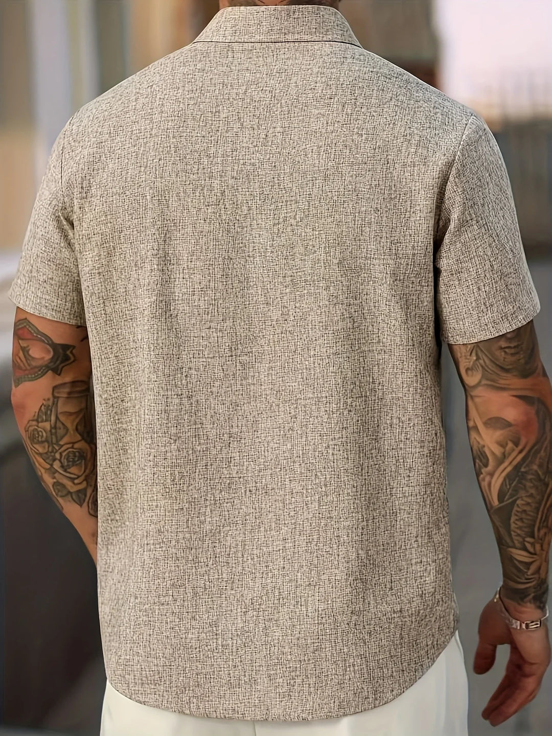 Dwight - Camicia Leggera In Misto Lino A Maniche Corte