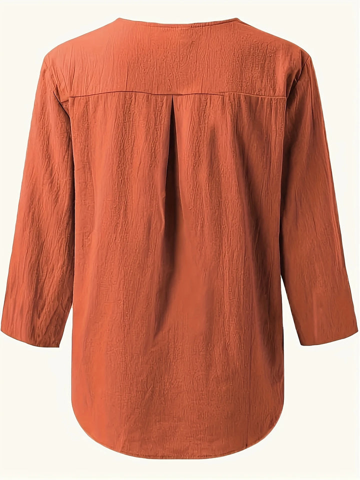 Mykaela - Camicetta Casuale In Cotone E Lino