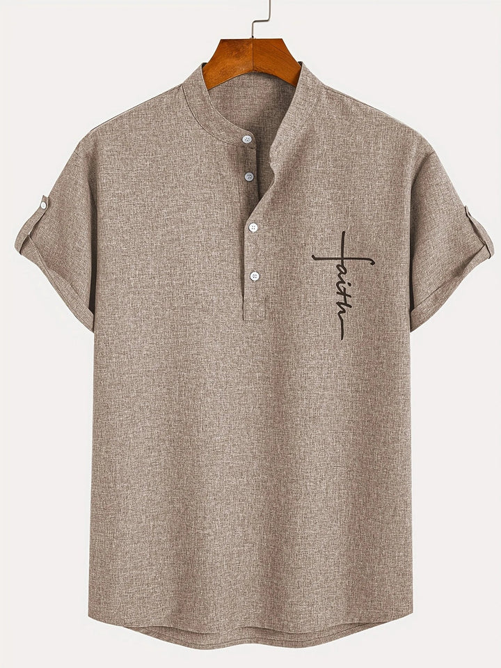 Elliott - Elegante Camicia a Maniche Corte Con Collo Alto
