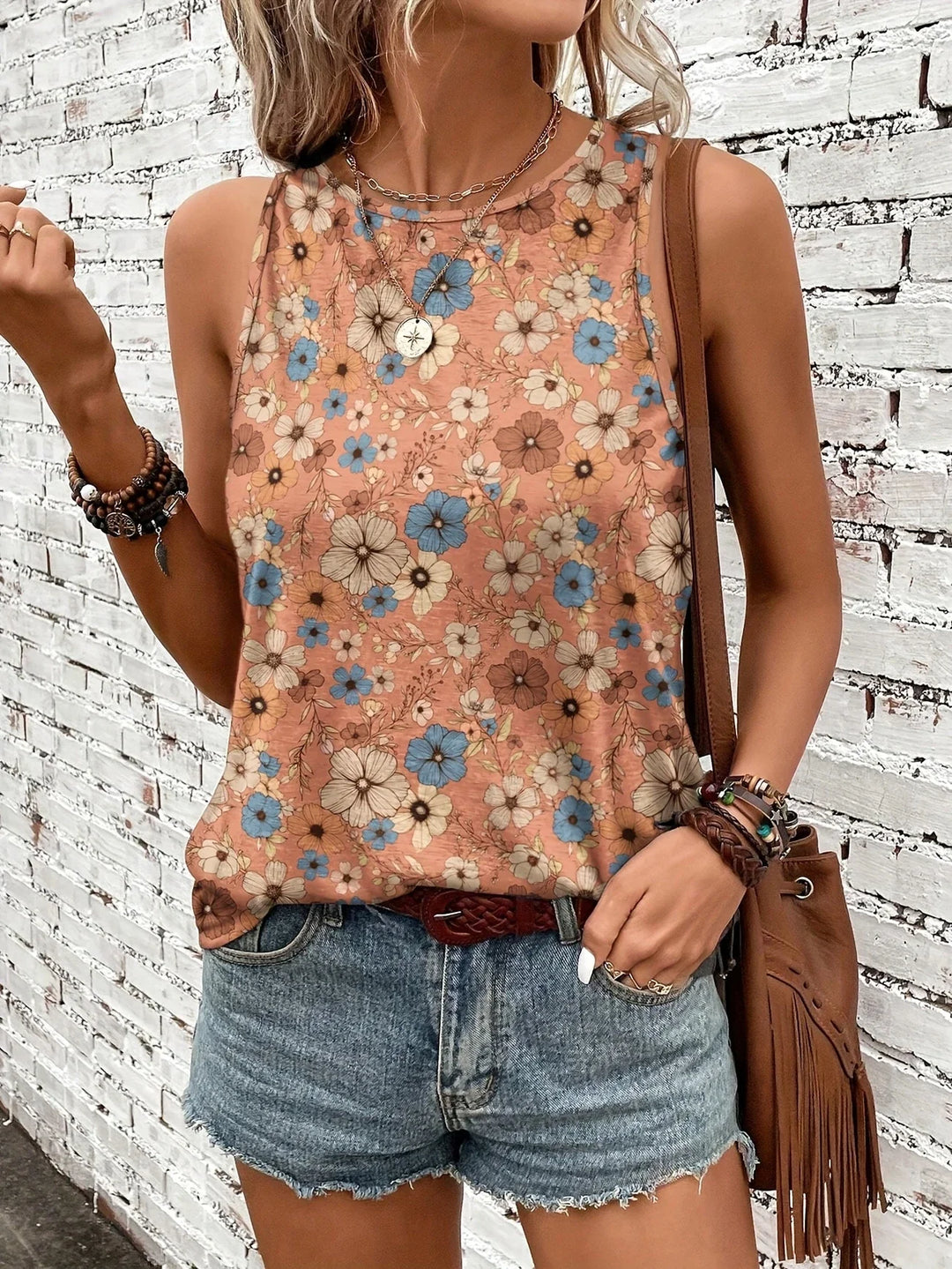 Lilou - Top Estivo Casual Con Stampa Floreale