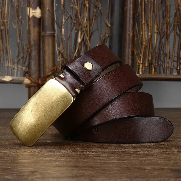 Cristobal - Cintura in Pelle con Fibbia in Ottone Forgiato