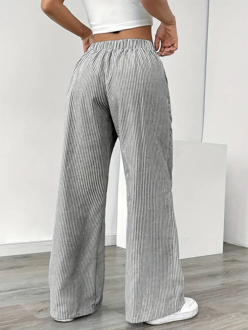 Alina - Elegante Pantalone A Righe Con Tasche