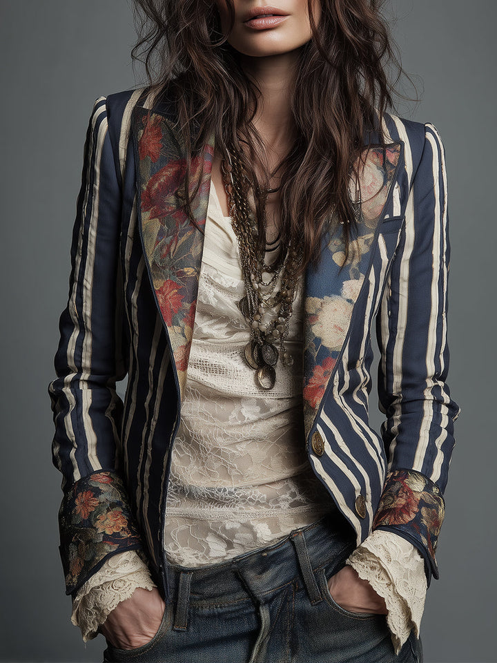 Shalisa - Blazer a Righe In Stile Bohémien