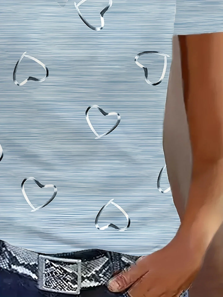 Emlyn - Top Alla Moda Con Scollo a V e Stampa a Cuori