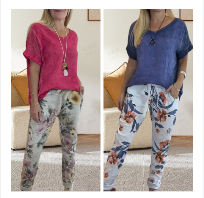 Alura - Camicetta Casuale e Pantaloni Con Stampa Floreale